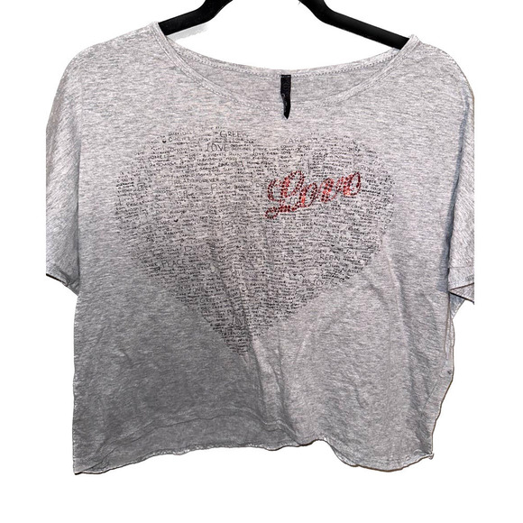 Miss Me Love Bejeweled Cropped T-shirt size M - Picture 1 of 4